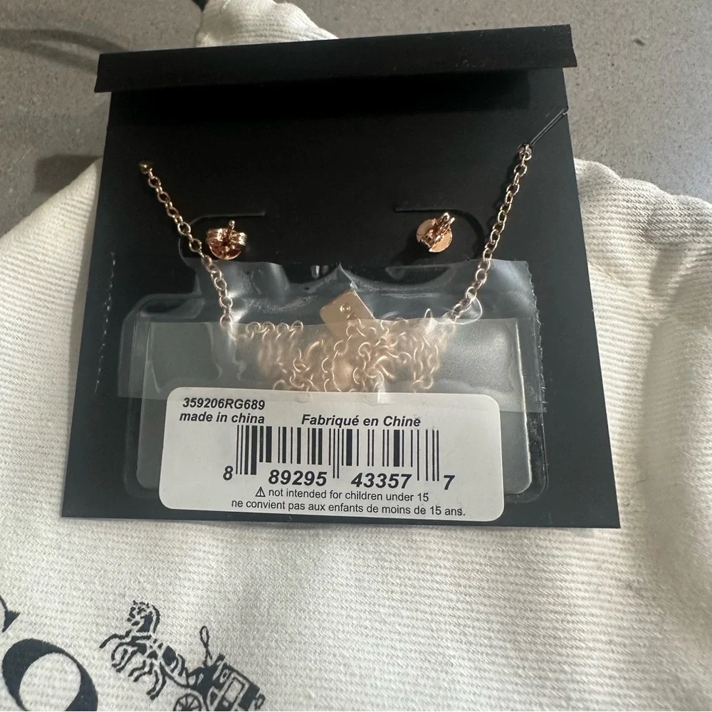 Coach Open Circle Necklace + Tea Rose Stud Set - Picture 7 of 8